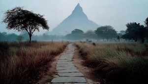 清晨迷雾森林小径