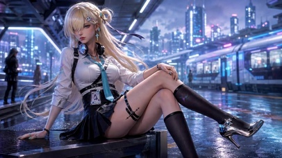 赛博都市金发美少女