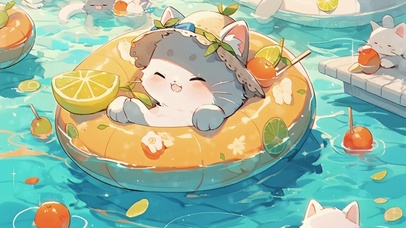 泳池猫咪