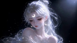 闪钻星月银发美少女