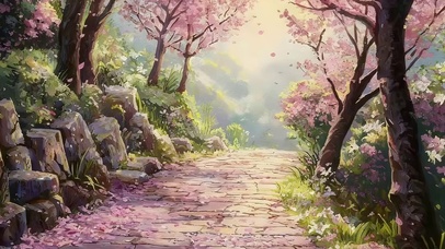 山间小路樱花