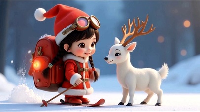 圣诞女娃与小麋鹿
