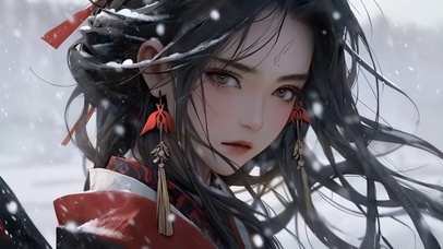 雪中红衣少女