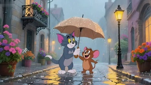 雨天汤姆猫和杰瑞