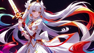 化手为剑的唯美华丽银发少女