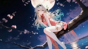 月光下长腿女孩