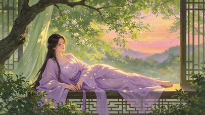 紫色韵味古风美女壁纸
