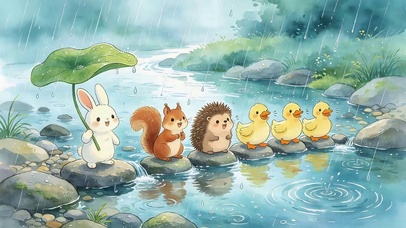雨天可爱小动物