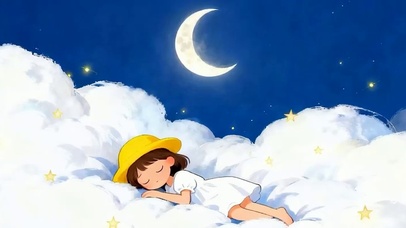 星空云朵女孩带鱼屏