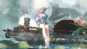 小船花伞女孩
