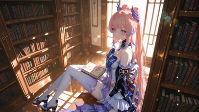 书房甜美女孩心海