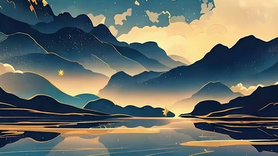 夜景山川河流带鱼屏