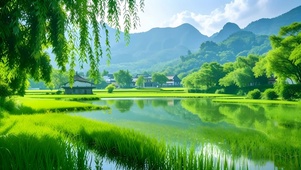绿色护眼田园山水