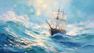 鎏金海浪帆船