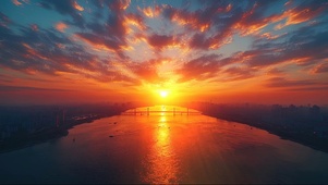 俯瞰落日跨海大桥