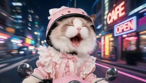 骑摩托的猫咪