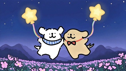 星星气球与线条小狗