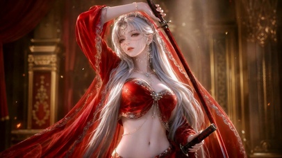 红纱异域白发美女