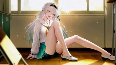 教室阳光银发美少女流萤