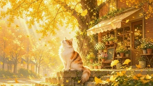 秋天树下猫咪