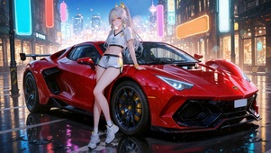 霓虹都市超跑二次元美少女