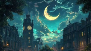 弯月蓝调城市钟楼建筑