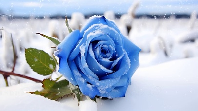 雪中唯美的玫瑰花