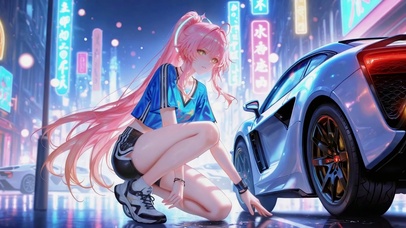 都市粉发跑车美少女爱弥斯