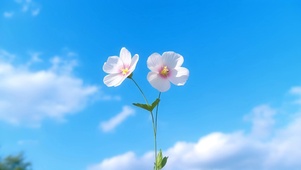 蓝天下的小花朵