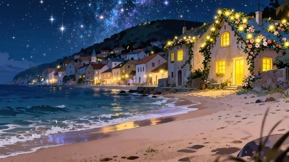 夜景海景房屋