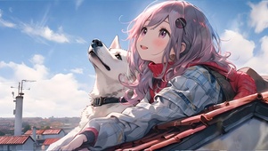 4K 女孩和狗狗