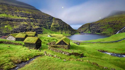 法罗群岛风景绿色清新自然壁纸