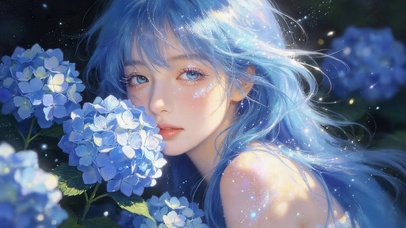 治愈蓝发女孩