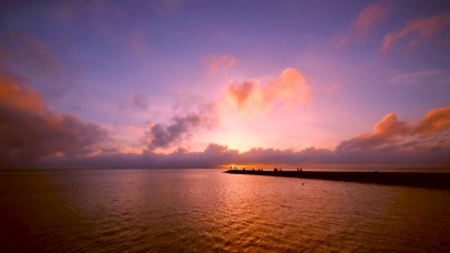 4K唯美海岸夕阳