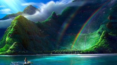 护眼海岛彩虹瀑布