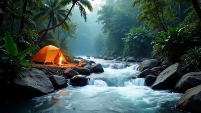 河流边露营