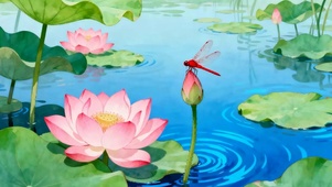 夏天池塘蜻蜓