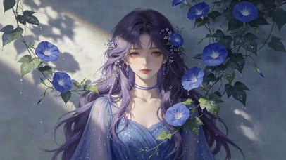 蓝牵牛紫发清新美少女