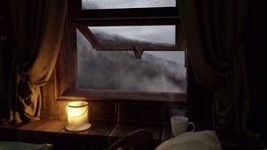 夜晚窗外雨景