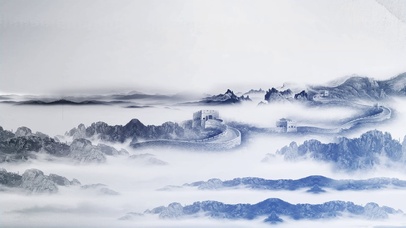 中国风 长城水墨画 