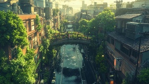 绿色黄昏氧气生态城市