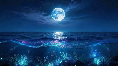 月夜荧光大海