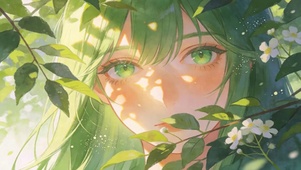 夜景树木女孩