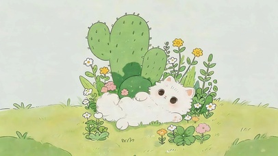 可爱鲜花小猫咪