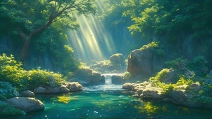 清新静谧山林水潭