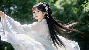林间古风汉服清纯美女