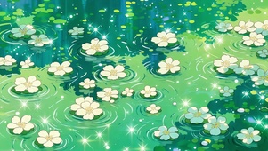 星光点点的水潭花影