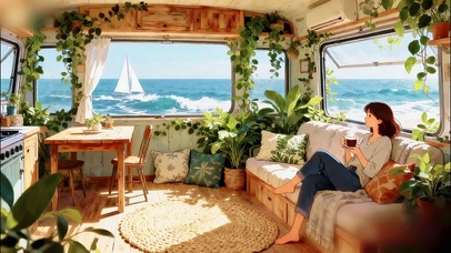 海上绿植观景间的光影