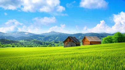 唯美的自然小屋风景