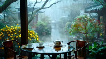 江南雨天木屋品茶